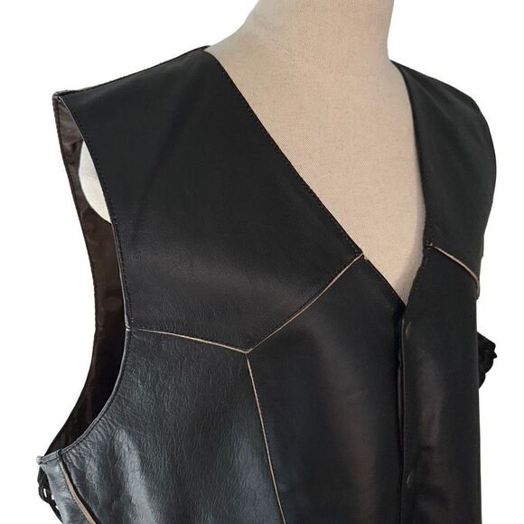 Vintage Leather King Mens 48 Deadstock Americana Embossed Motorcycle Vest NWT - Picture 3 of 9